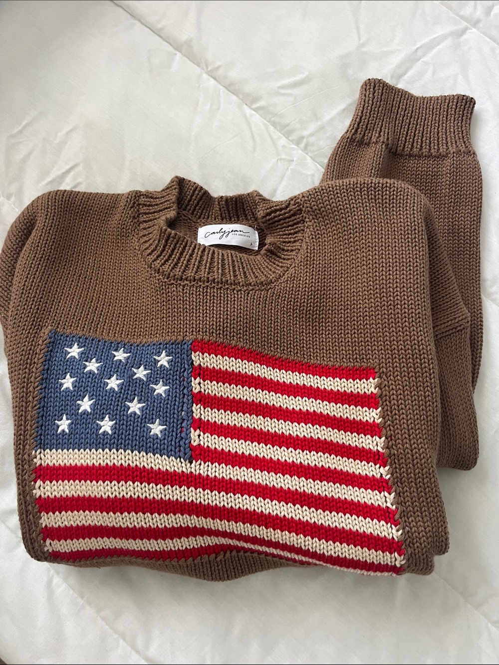 Carly Jean Los Angeles Brown Americana Sweater - Picture 8 of 9